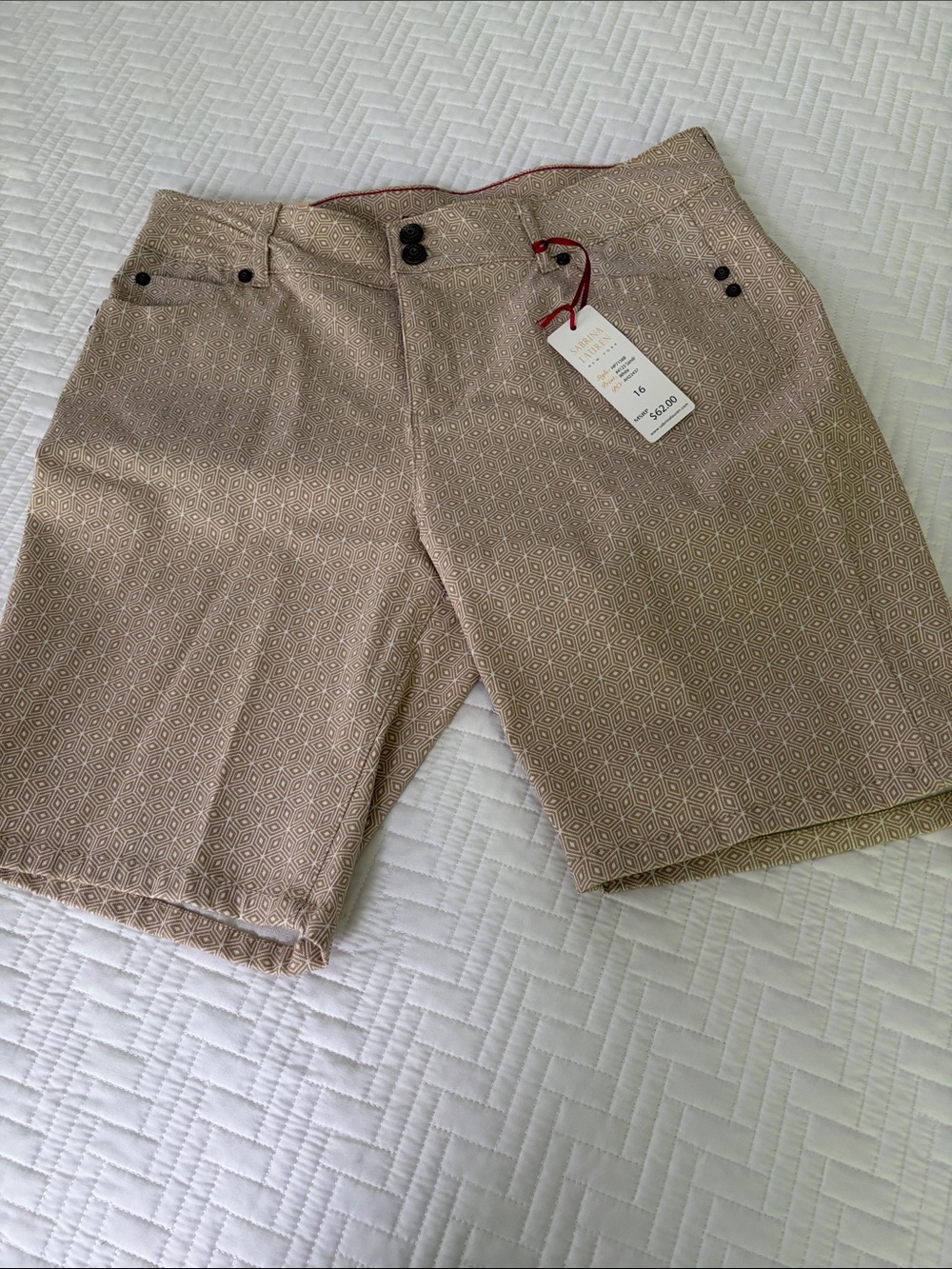 Beige Geometric Pattern Shorts